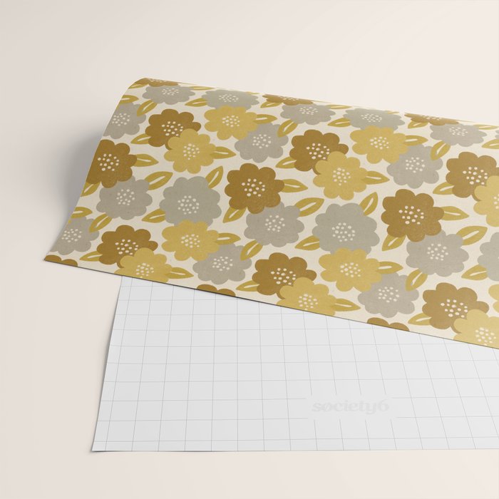 Warm Neutral Floral Pattern Wrapping Paper Gallery Image 2