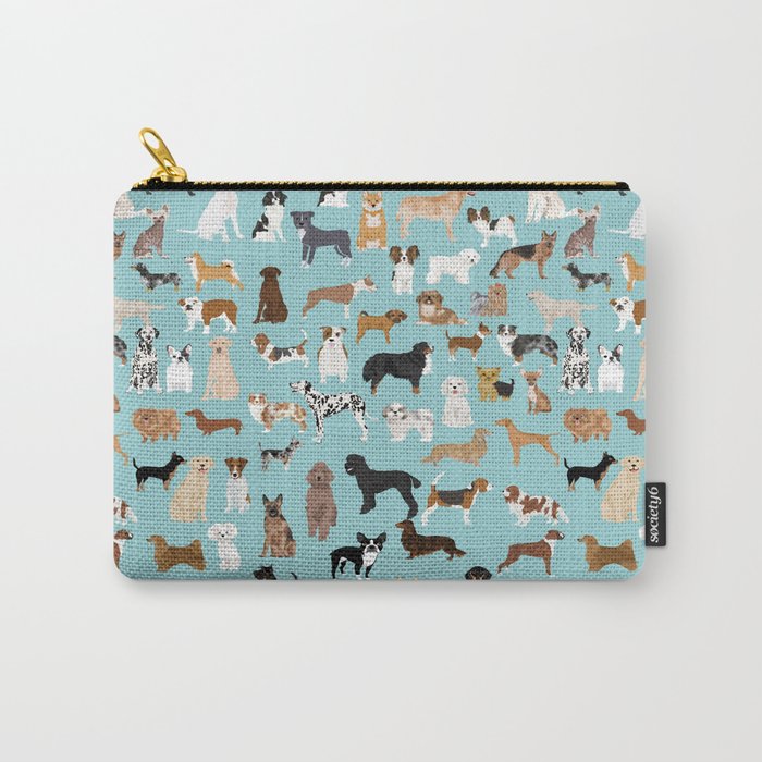 Dogs pattern print must have gifts for dog person mint dog breeds Carry All Pouch Gallery Image 1