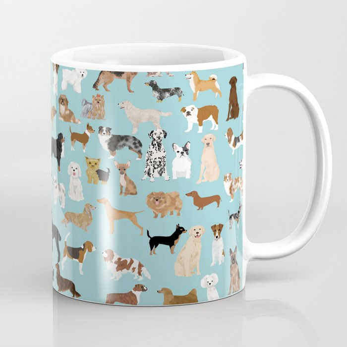 Dogs pattern print must have gifts for dog person mint dog breeds Coffee Mug Gallery Image 1
