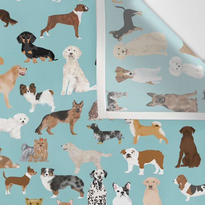 Dogs pattern print must have gifts for dog person mint dog breeds Wall Tapestry Gallery Image 3