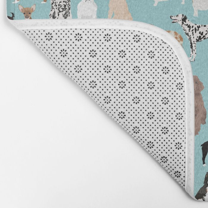 Dogs pattern print must have gifts for dog person mint dog breeds Bath Mat Gallery Image 2
