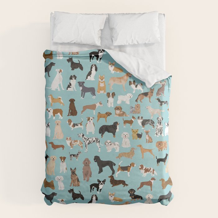 Dogs pattern print must have gifts for dog person mint dog breeds Duvet Cover Gallery Image 6