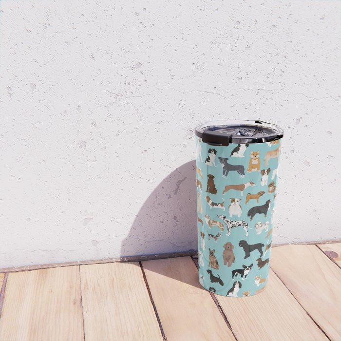 Dogs pattern print must have gifts for dog person mint dog breeds Travel Mug Gallery Image 4