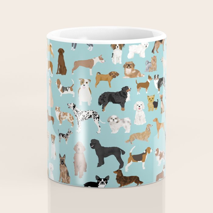 Dogs pattern print must have gifts for dog person mint dog breeds Coffee Mug Gallery Image 4