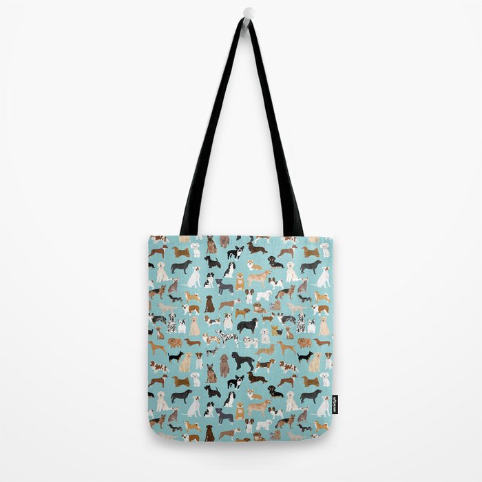 Dogs pattern print must have gifts for dog person mint dog breeds Tote Bag Gallery Image 2
