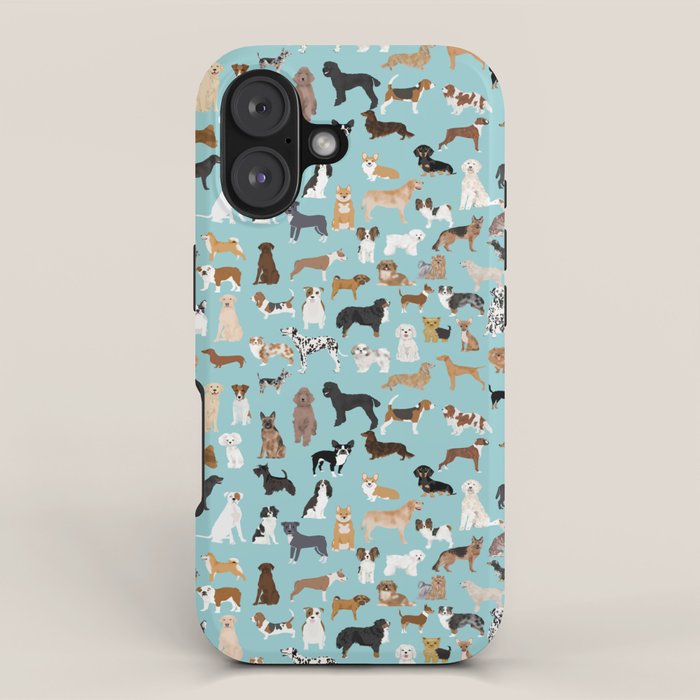 Dogs pattern print must have gifts for dog person mint dog breeds iPhone Case Gallery Image 1
