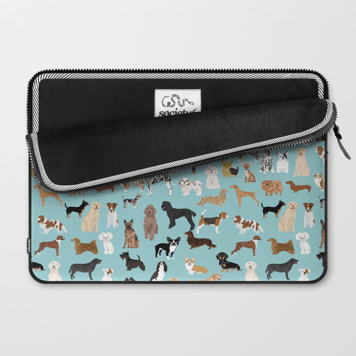 Dogs pattern print must have gifts for dog person mint dog breeds Laptop Sleeve Gallery Image 2