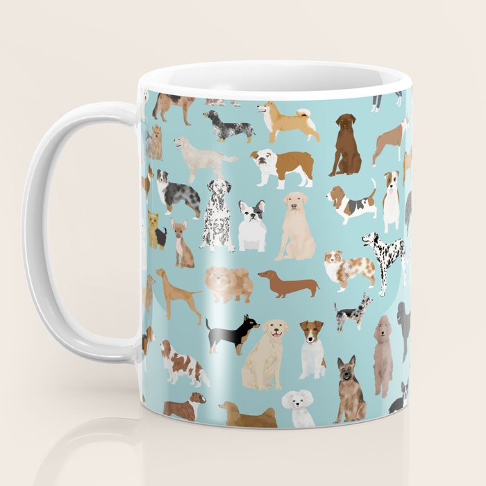 Dogs pattern print must have gifts for dog person mint dog breeds Coffee Mug Gallery Image 3