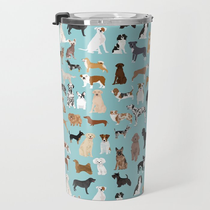 Dogs pattern print must have gifts for dog person mint dog breeds Travel Mug Gallery Image 3