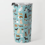 Dogs pattern print must have gifts for dog person mint dog breeds Travel Mug Gallery Image 3
