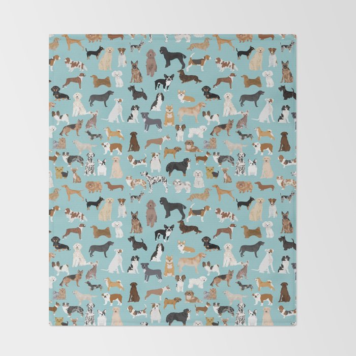 Dogs pattern print must have gifts for dog person mint dog breeds Throw Blanket Gallery Image 2