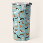 Dogs pattern print must have gifts for dog person mint dog breeds Travel Mug Gallery Image 2