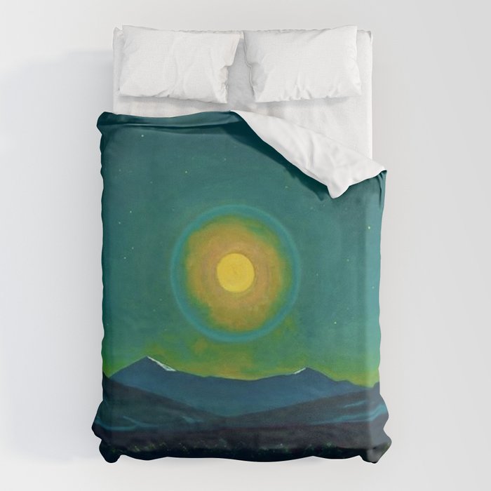 Winter Moonlight Mountain Landscape by Rockwell Kent Appalachian Duvet Cover Gallery Image 6