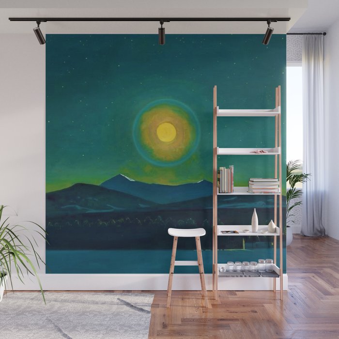 Winter Moonlight Mountain Landscape by Rockwell Kent Appalachian Wall Mural Gallery Image 1