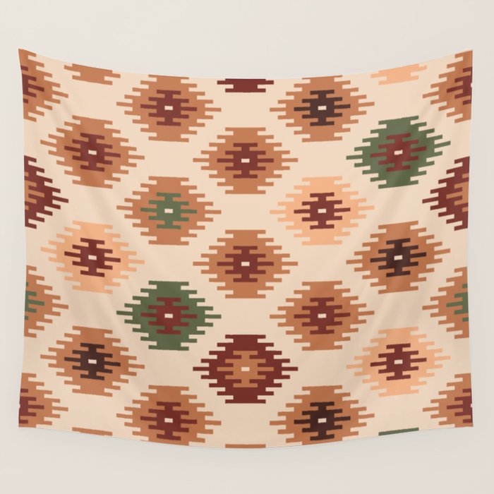 Southwest native Aztec diamonds kilim Wall Tapestry Gallery Image 1