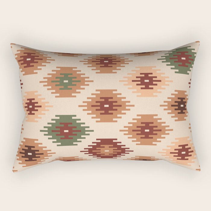 Southwest native Aztec diamonds kilim Rectangular Pillow Gallery Image 1