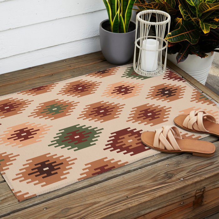 Southwest native Aztec diamonds kilim Outdoor Rug Gallery Image 2