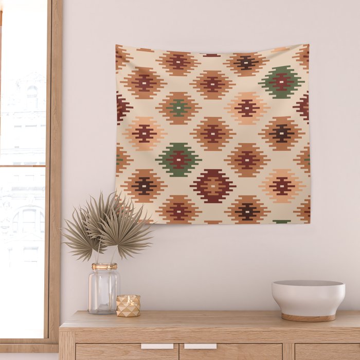 Southwest native Aztec diamonds kilim Wall Tapestry Gallery Image 2