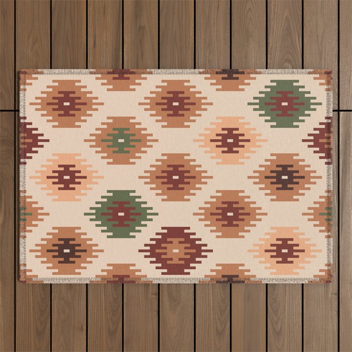 Southwest native Aztec diamonds kilim Outdoor Rug Gallery Image 1