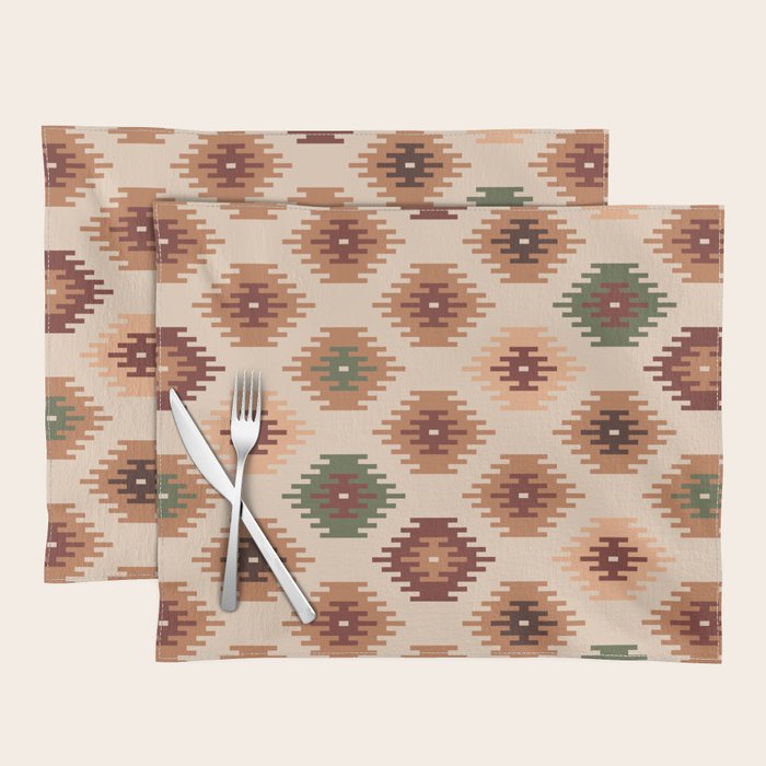 Southwest native Aztec diamonds kilim Placemat Gallery Image 1