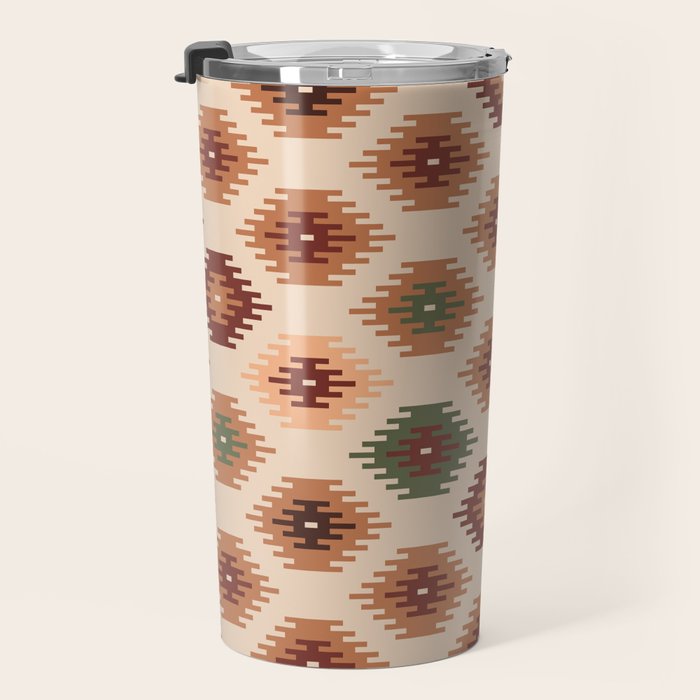 Southwest native Aztec diamonds kilim Travel Mug Gallery Image 3