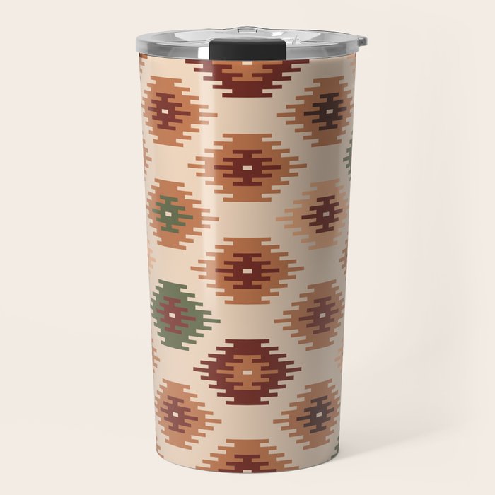 Southwest native Aztec diamonds kilim Travel Mug Gallery Image 1