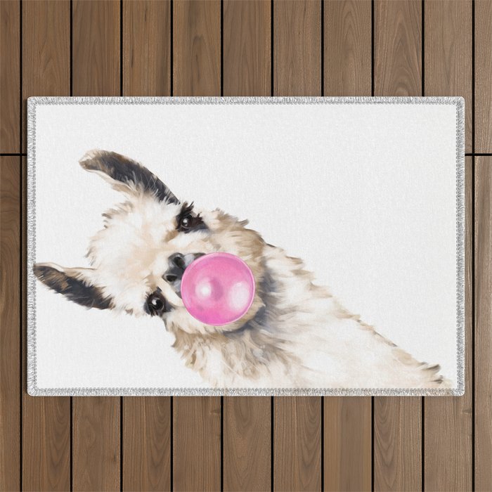 Bubble Gum Sneaky Llama Outdoor Rug Gallery Image 1