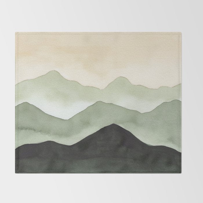 Green Beige Mountains Throw Blanket Gallery Image 2