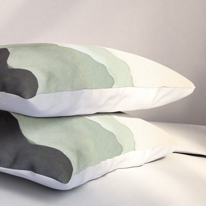 Green Beige Mountains Pillow Sham Gallery Image 3