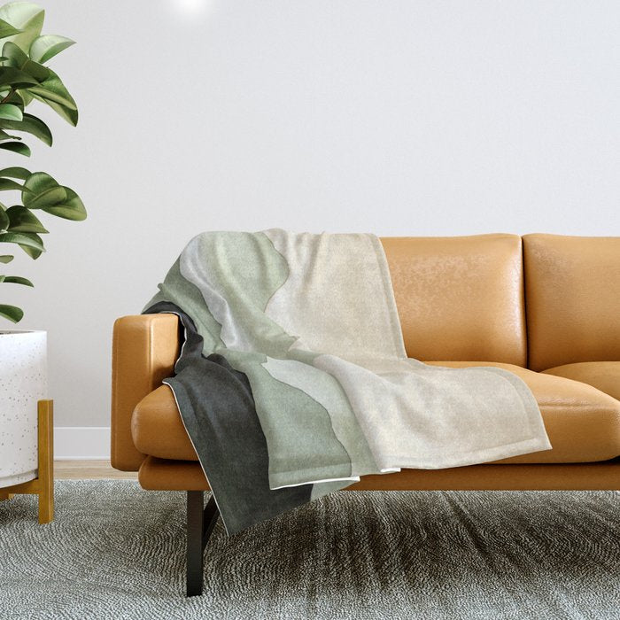 Green Beige Mountains Throw Blanket Gallery Image 1