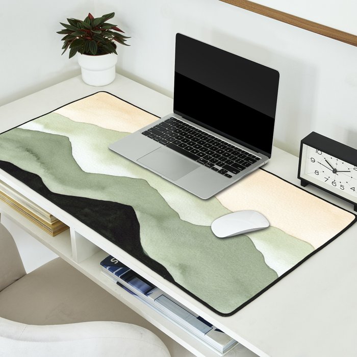 Green Beige Mountains Desk Mat Gallery Image 2