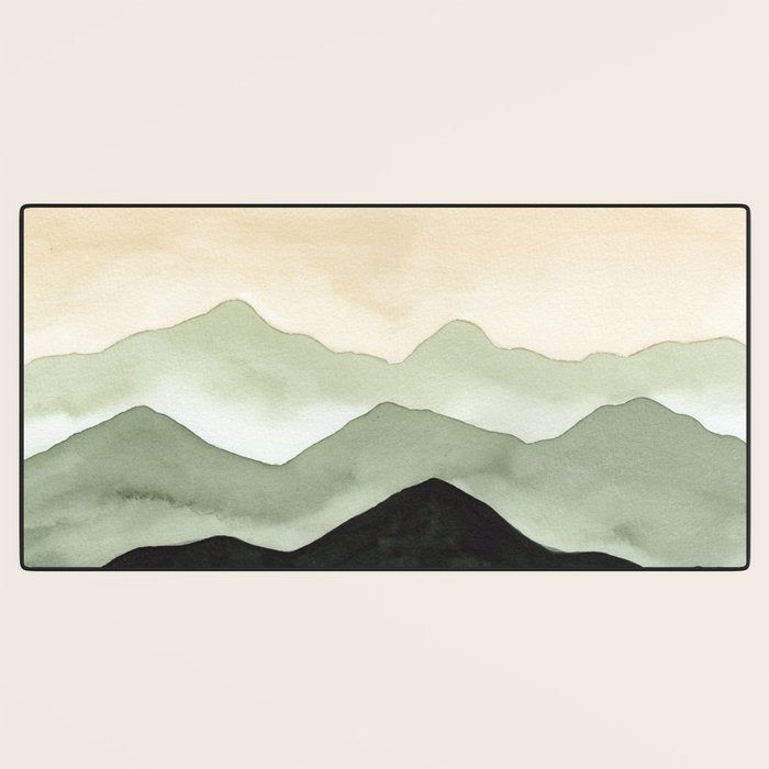 Green Beige Mountains Desk Mat Gallery Image 3