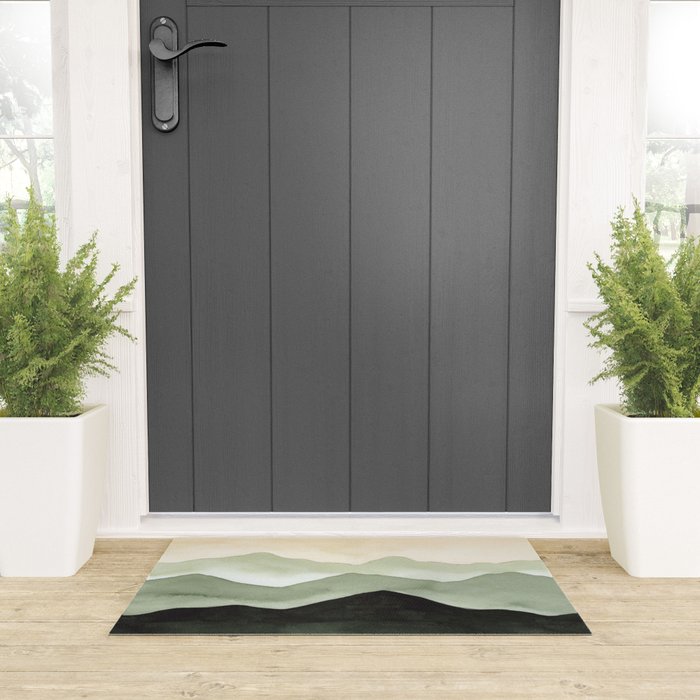 Green Beige Mountains Welcome Mat Gallery Image 3
