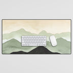 Green Beige Mountains Desk Mat Gallery Image 1