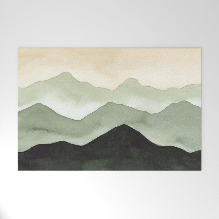 Green Beige Mountains Welcome Mat Gallery Image 1
