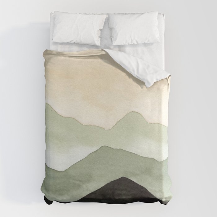 Green Beige Mountains Duvet Cover Gallery Image 6