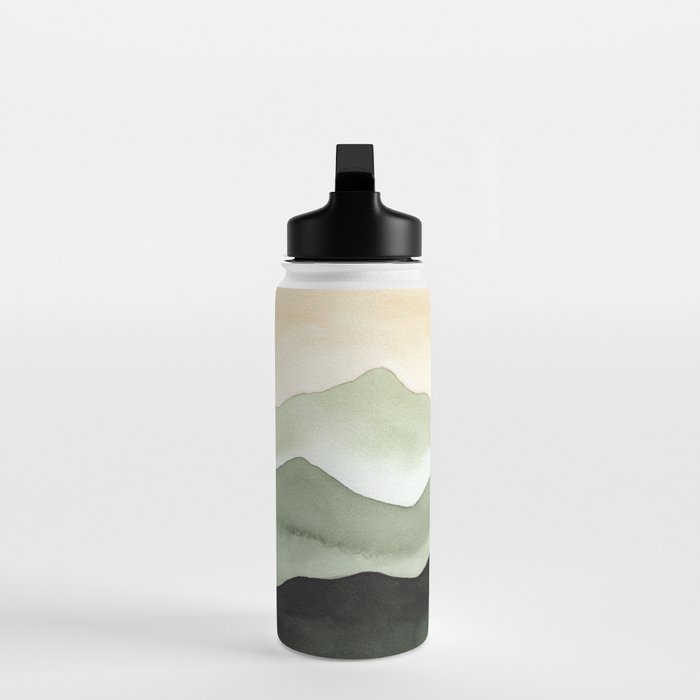 Green Beige Mountains Water Bottle Gallery Image 3