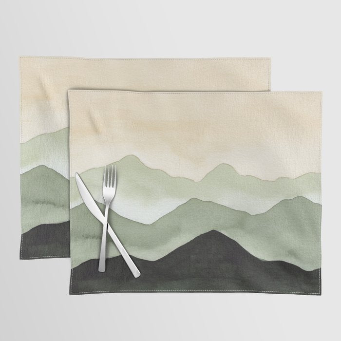 Green Beige Mountains Placemat Gallery Image 1
