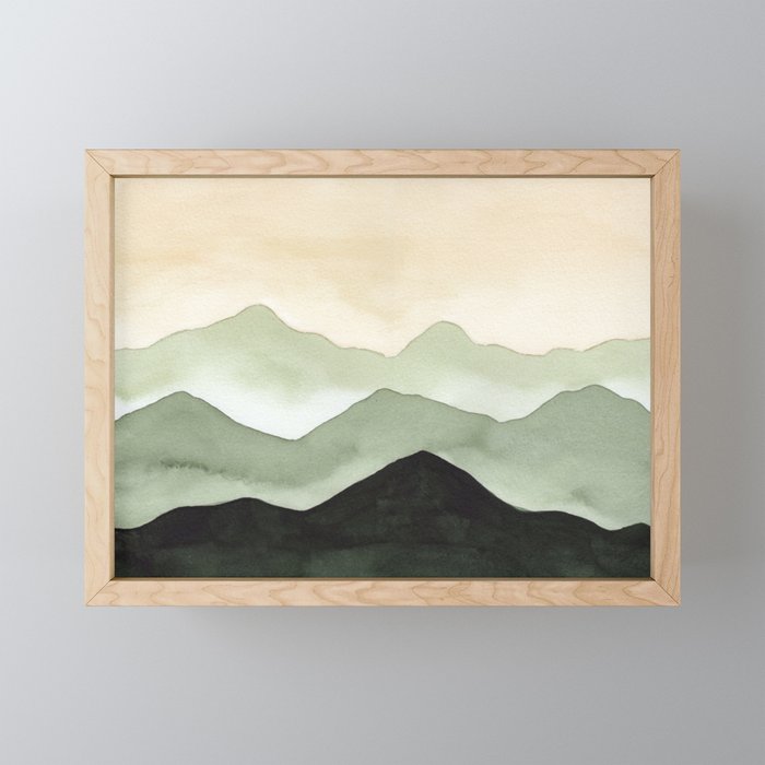 Green Beige Mountains Mini Art Print Gallery Image 1