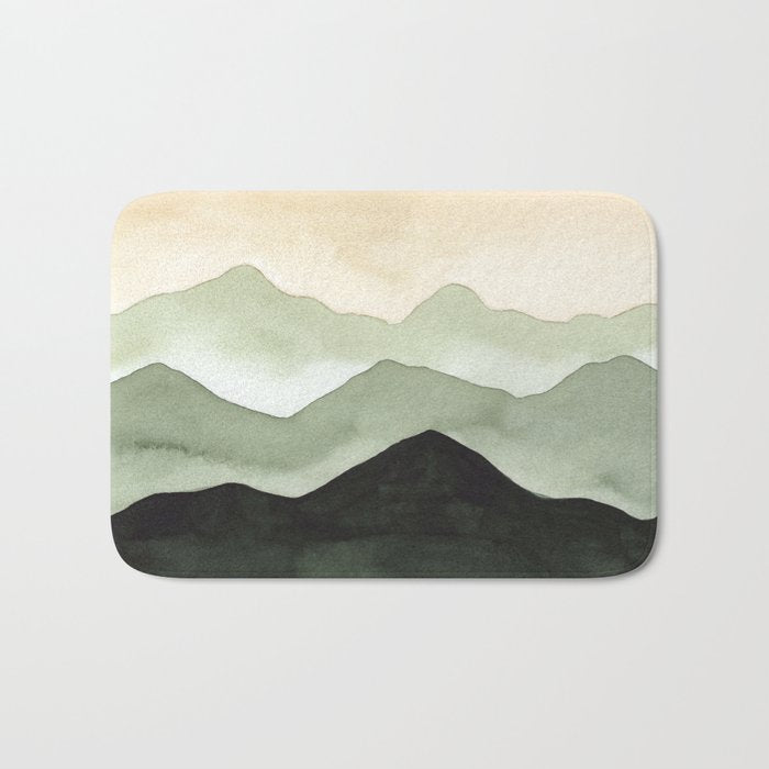 Green Beige Mountains Bath Mat Gallery Image 1