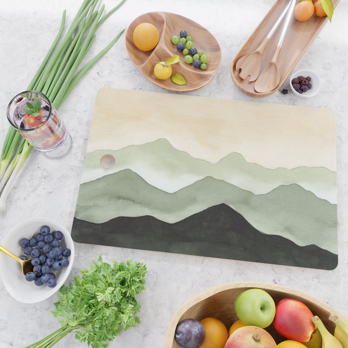 Green Beige Mountains Cutting Board Gallery Image 2