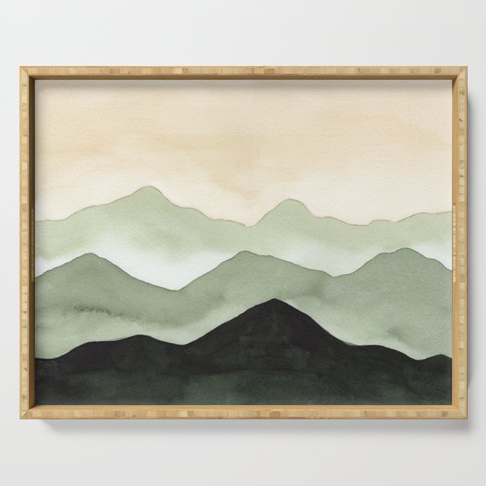 Green Beige Mountains Serving Tray Gallery Image 1