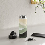 Green Beige Mountains Water Bottle Gallery Image 4
