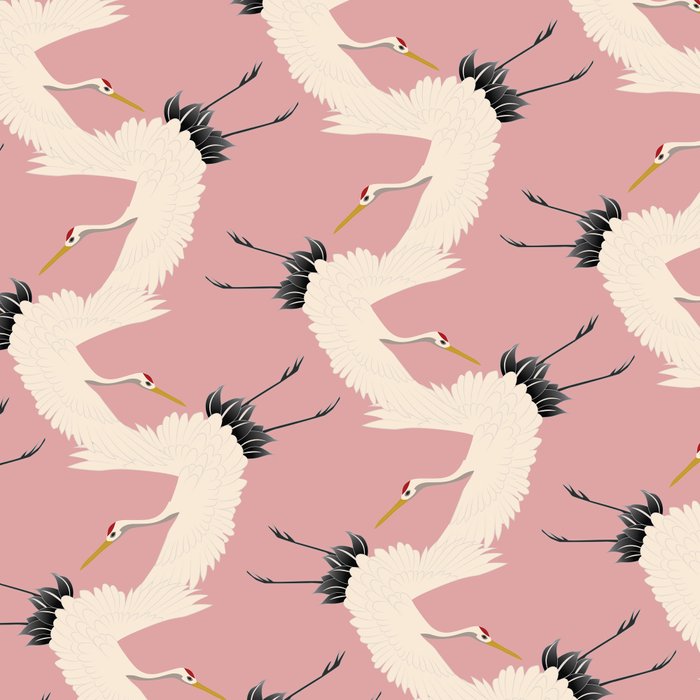 Pink Japanese Cranes Pattern Coffee Mug Gallery Image 2