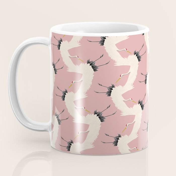 Pink Japanese Cranes Pattern Coffee Mug Gallery Image 3