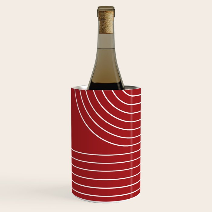 Minimal Line Curvature LXXX Ruby Red Mid Century Modern Arch Abstract Wine Chiller Gallery Image 2