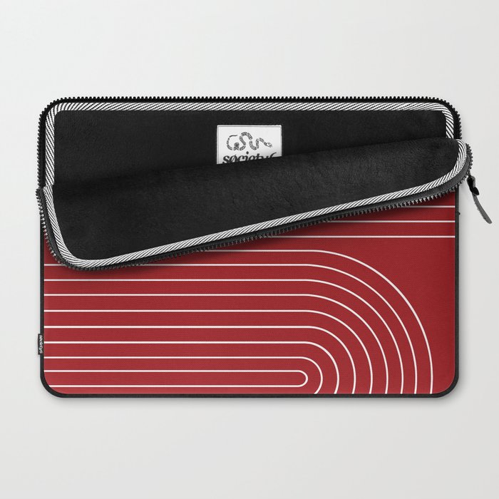 Minimal Line Curvature LXXX Ruby Red Mid Century Modern Arch Abstract Laptop Sleeve Gallery Image 2