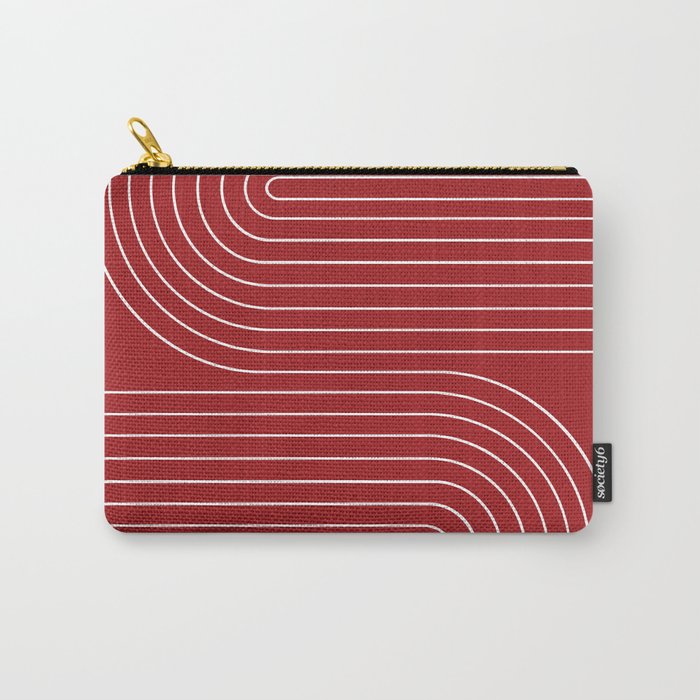 Minimal Line Curvature LXXX Ruby Red Mid Century Modern Arch Abstract Carry All Pouch Gallery Image 1