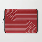 Minimal Line Curvature LXXX Ruby Red Mid Century Modern Arch Abstract Laptop Sleeve Gallery Image 1