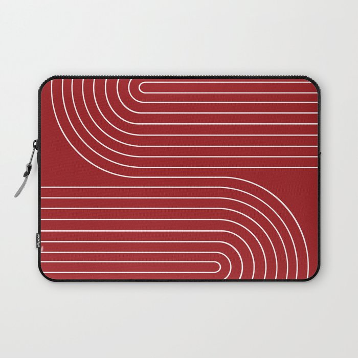 Minimal Line Curvature LXXX Ruby Red Mid Century Modern Arch Abstract Laptop Sleeve Gallery Image 1